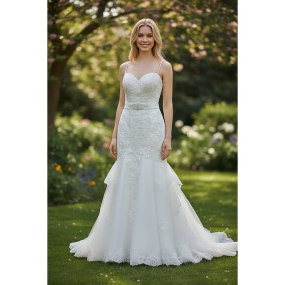 JULIET MERMAID STRAPLESS WEDDING DRESS SIZE XSMALL NWT - Picture 1 of 9